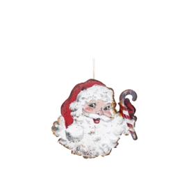 Vánoční kovová závěsná dekorace Santa Vintage - 16*16 cm Chic Antique LaHome - vintage dekorace