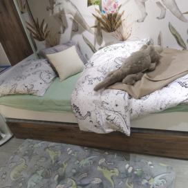 Dřevěná jednolůžková dětská postel hnědá / bílá