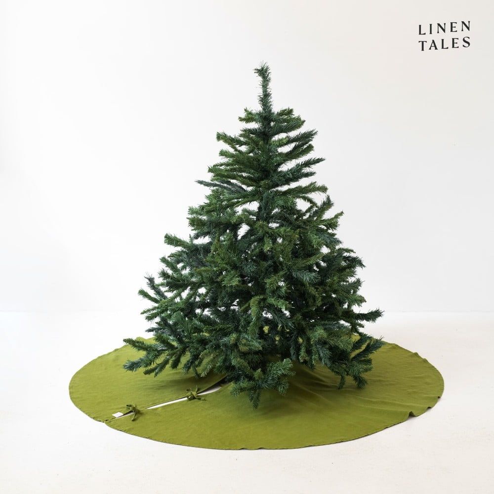 Zelený kulatý koberec pod vánoční stromek ø 125 cm – Linen Tales - Bonami.cz