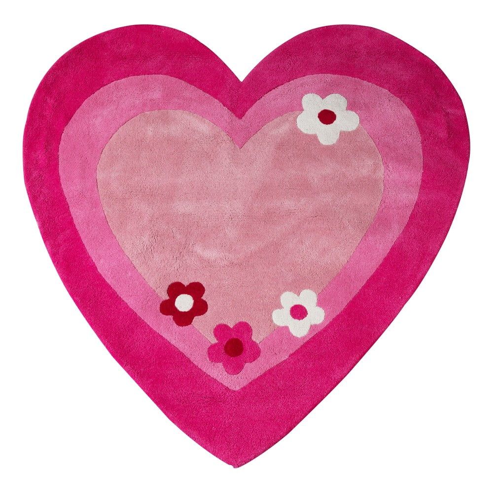 Růžový dětský koberec 100x100 cm Love Heart – Premier Housewares - Bonami.cz
