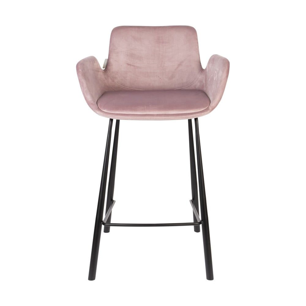 Světle růžové sametové barové židle v sadě 2 ks 91,5 cm Brit – Zuiver - Bonami.cz