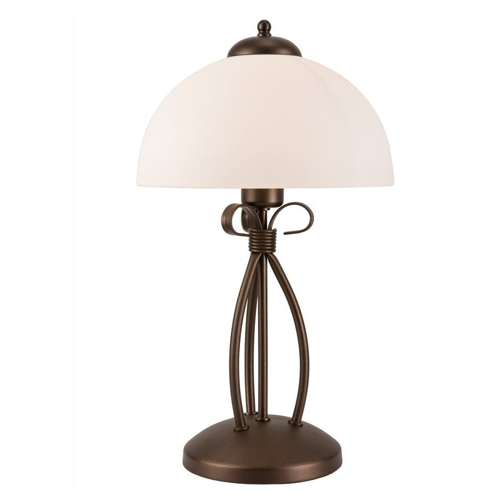 Tmavě hnědá stolní lampa se skleněným stínidlem, výška 43 cm Adelle – LAMKUR - Bonami.cz