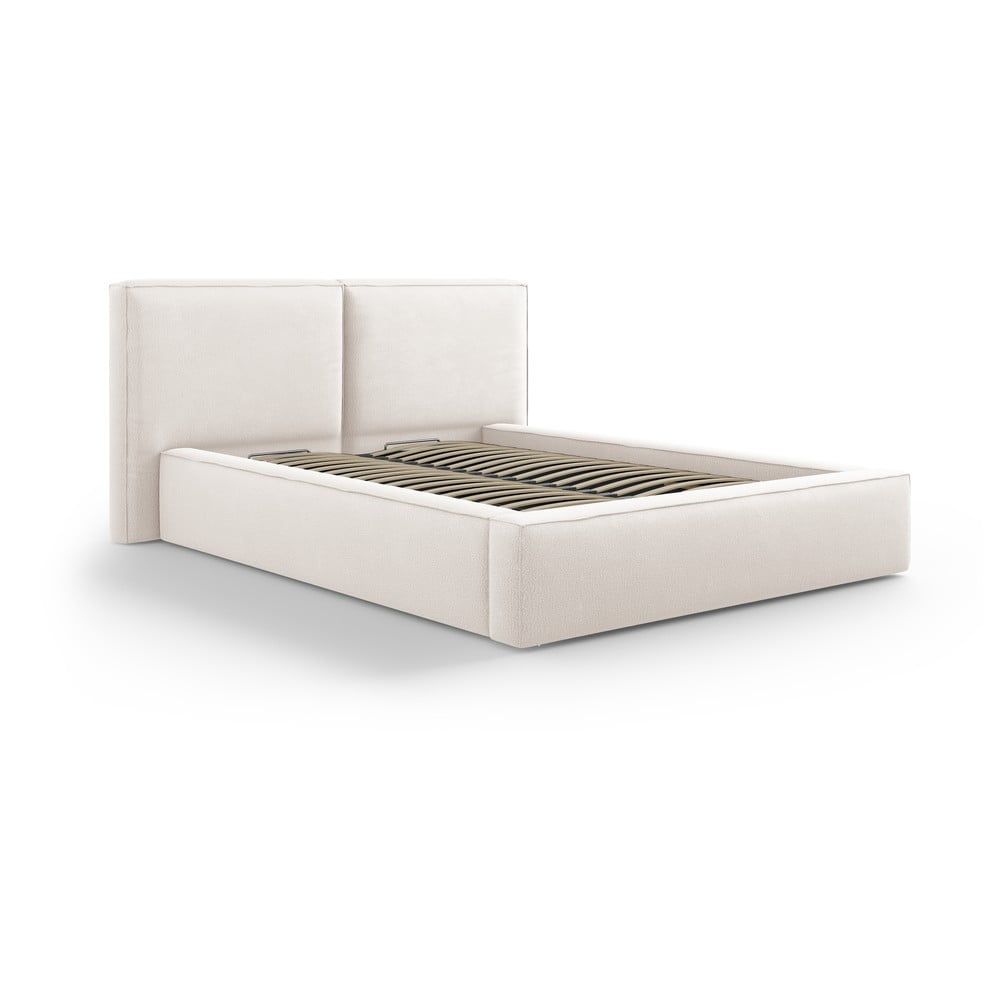 Béžová čalouněná dvoulůžková postel s úložným prostorem a roštem 140x200 cm Arendal – Cosmopolitan Design - Bonami.cz