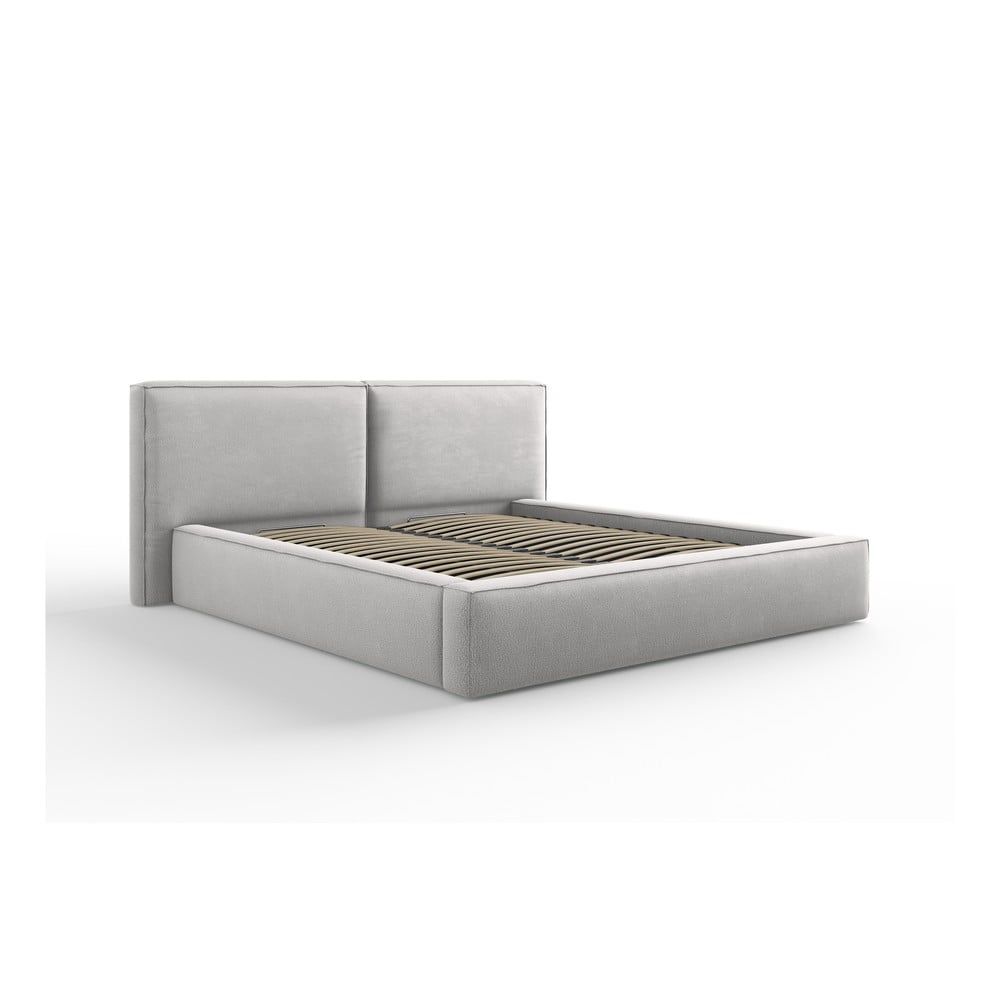 Světle šedá čalouněná dvoulůžková postel s úložným prostorem a roštem 180x200 cm Arendal – Cosmopolitan Design - Bonami.cz