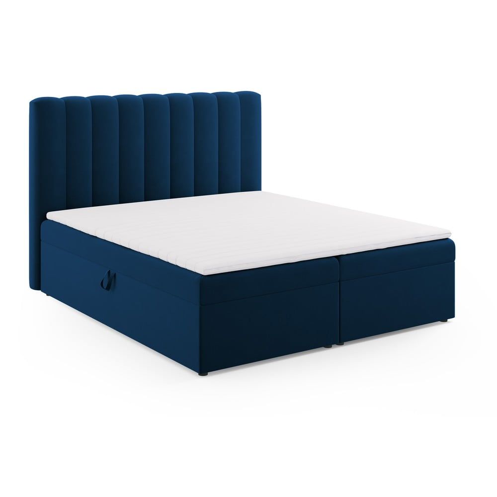 Tmavě modrá boxspring postel s úložným prostorem 180x200 cm Gina – Milo Casa - Bonami.cz