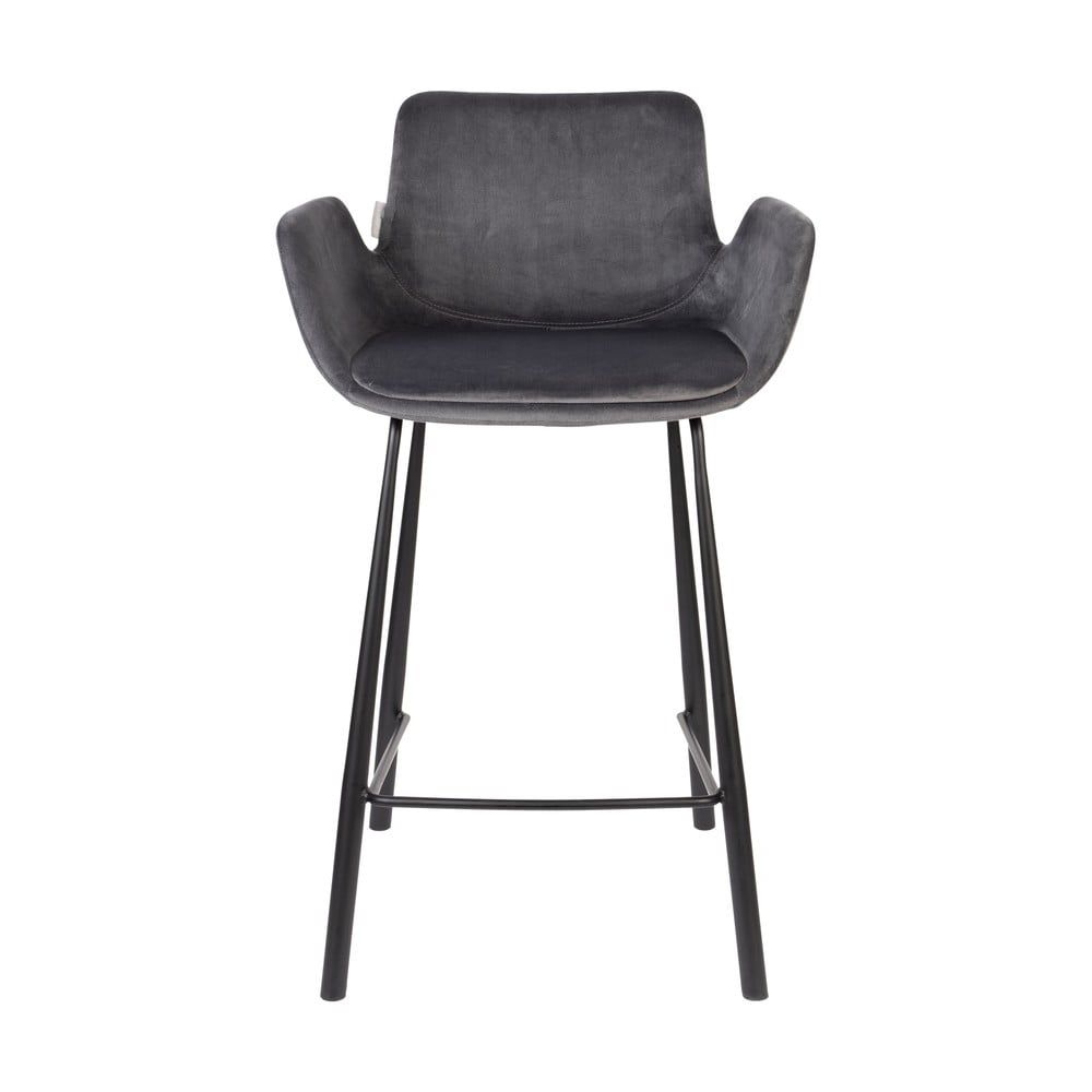 Tmavě šedé sametové barové židle v sadě 2 ks 91,5 cm Brit – Zuiver - Bonami.cz