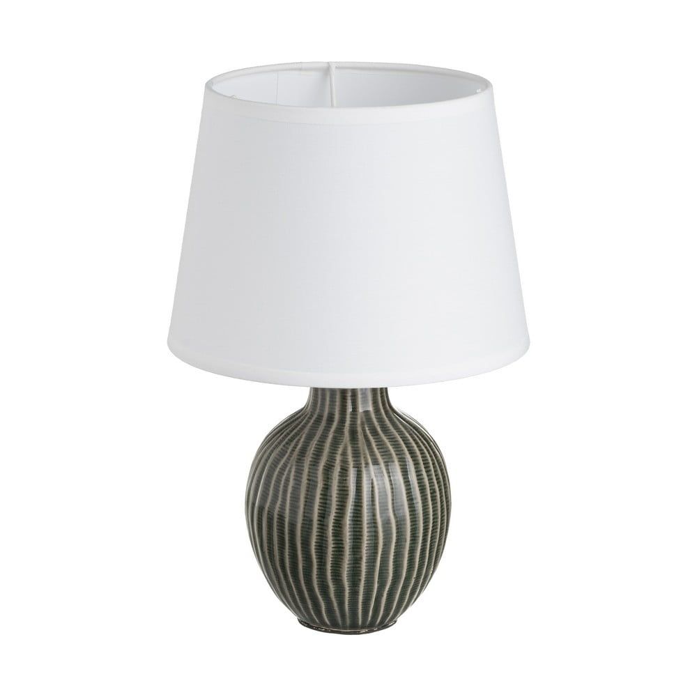 Tmavě zelená keramická stolní lampa s textilním stínidlem (výška 28 cm) – Casa Selección - Bonami.cz