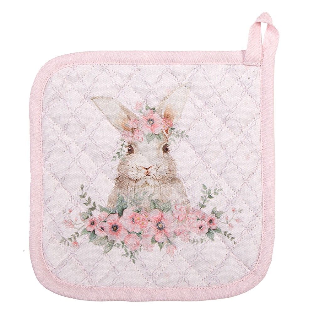 Bavlněná chňapka - podložka s králíčkem Floral Easter Bunny - 20*20 cm Clayre & Eef - LaHome - vintage dekorace