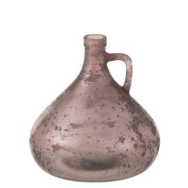Růžová antik skleněná váza s ouškem Vannia - 17*17*18 cm J-Line by Jolipa