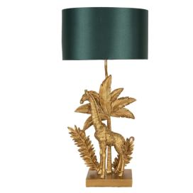 Zlatá stolní lampa s žirafou a zeleným stínidlem - 33*20*67 cm E27/max 1*60W Clayre & Eef