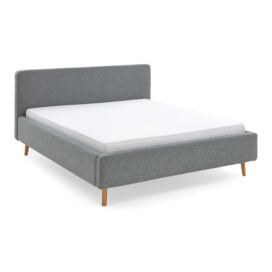 Modro-šedá čalouněná dvoulůžková postel s úložným prostorem a roštem 180x200 cm Mattis – Meise Möbel