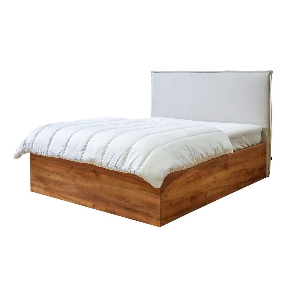 Béžovo-přírodní dvoulůžková postel s úložným prostorem s roštem 140x190 cm Cara – Bobochic Paris - Bonami.cz