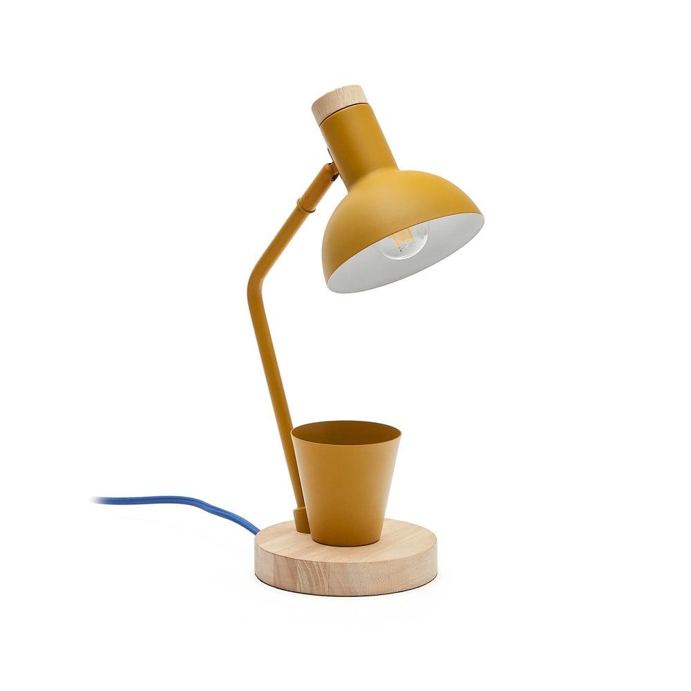 Stolní lampa v hořčicové barvě s kovovým stínidlem (výška 37 cm) Katia – Kave Home - Bonami.cz