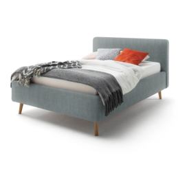 Modro-šedá čalouněná dvoulůžková postel s úložným prostorem a roštem 140x200 cm Mattis – Meise Möbel