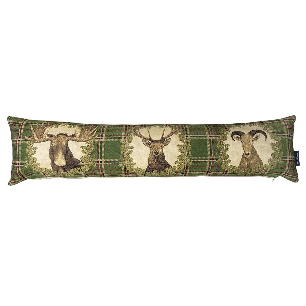 Béžovo-zelený gobelinový dlouhý polštář s jelenem Deer - 90*15*20cm Mars & More - LaHome - vintage dekorace