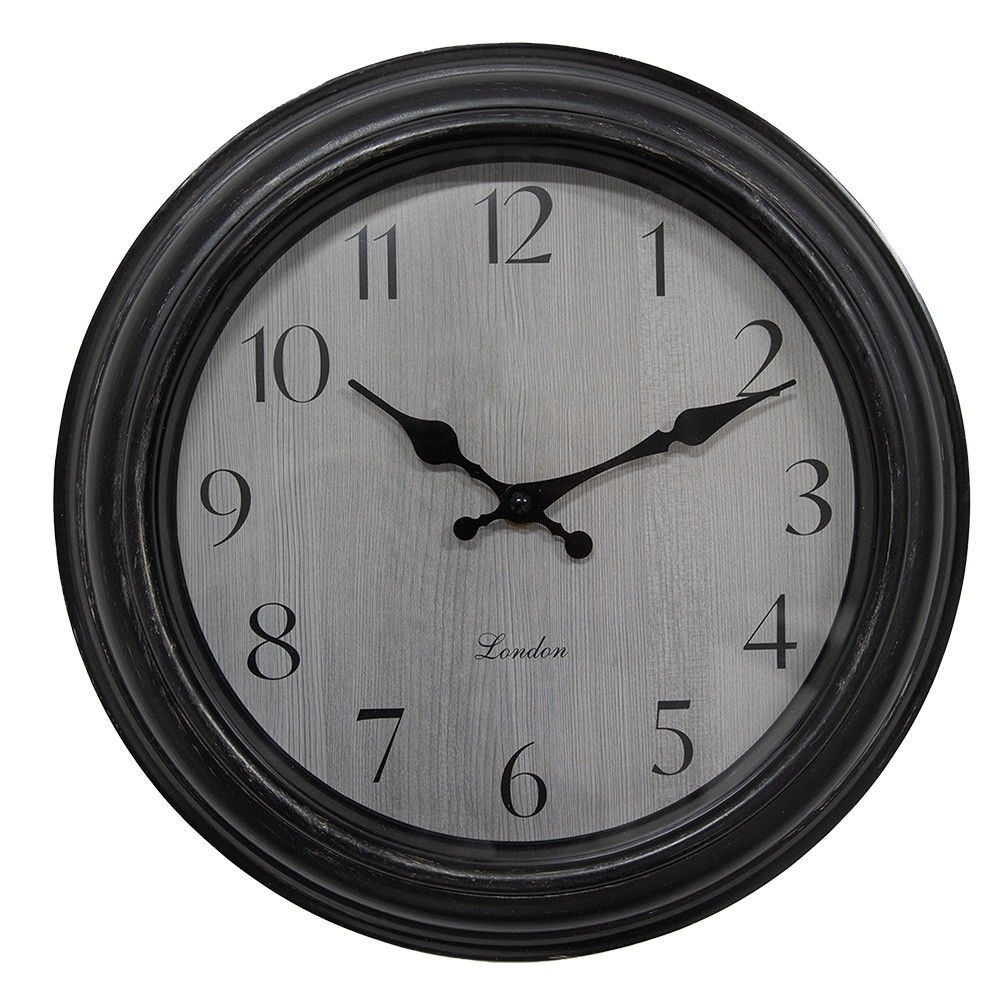 Černošedé nástěnné hodiny London - Ø 30x4 cm Clayre & Eef - LaHome - vintage dekorace