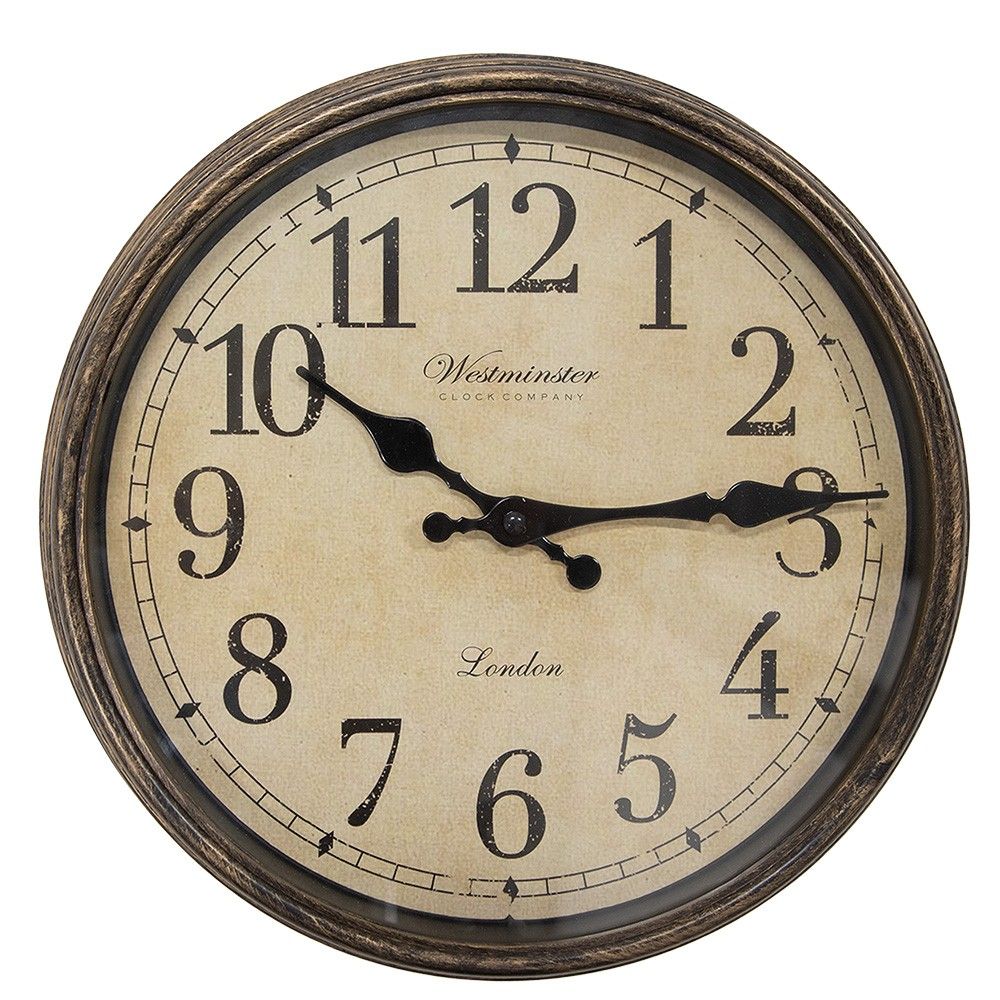 Hnědé nástěnné hodiny Westminster - Ø 30*4 cm Clayre & Eef - LaHome - vintage dekorace