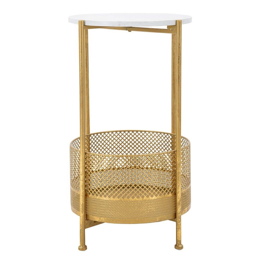 Kulatý odkládací stolek s deskou v dekoru mramoru ø 35 cm Basket – Mauro Ferretti - Bonami.cz