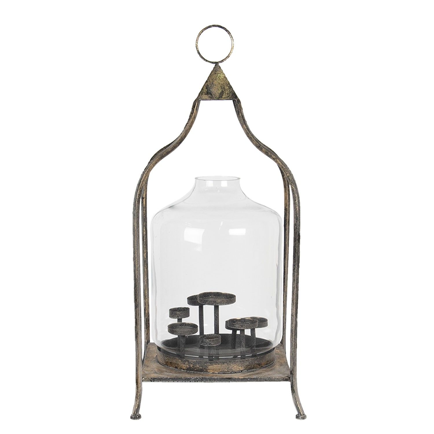 Kovová lucerna se skleněným válcem Arlette – Ø 36*75 cm Clayre & Eef - LaHome - vintage dekorace