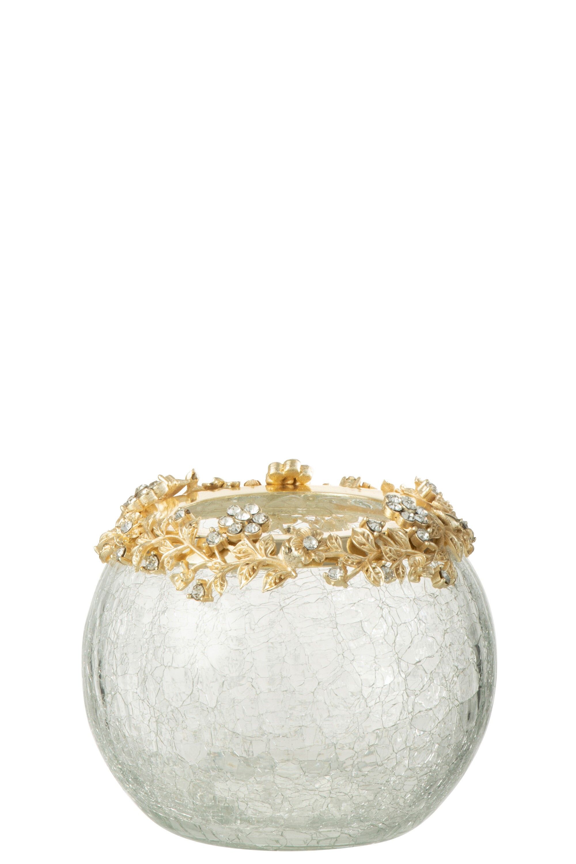 Trasnparentní svicen na čajovou svíčku se zdobením a kamínky Volve M - Ø  10*10cm J-Line by Jolipa - LaHome - vintage dekorace