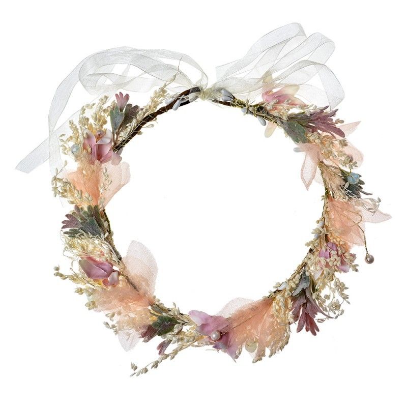 Dívčí čelenka do vlasů s barevnými květy, větvičkami a stužkou Clayre & Eef - LaHome - vintage dekorace
