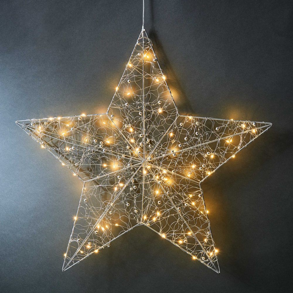 SHINING STAR LED 3D Svítící dekorační hvězda s USB - stříbrná - Butlers.cz