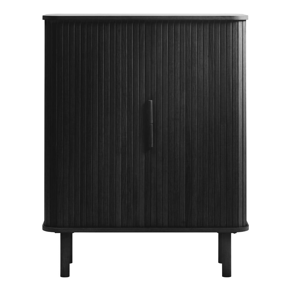 Černá skříňka v dekoru dubu s posuvnými dveřmi 113x90 cm Cavo – Unique Furniture - Bonami.cz