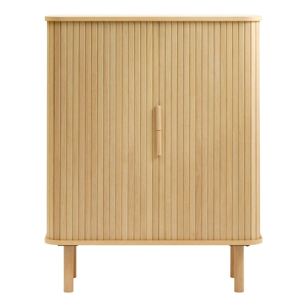 Skříňka v dekoru dubu s posuvnými dveřmi v přírodní barvě 113x90 cm Cavo – Unique Furniture - Bonami.cz