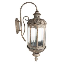 Zlatá antik nástěnná kovová lampa ve tvaru lucerny Milia - 29*23*65 cm E14/max 1*60W Clayre & Eef LaHome - vintage dekorace