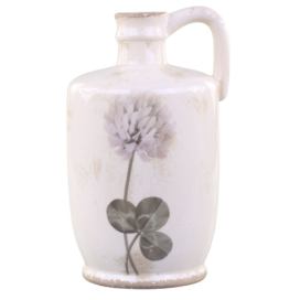 Krémový keramický dekorační džbán s květem jetele Versailles - 14*15*26cm Chic Antique