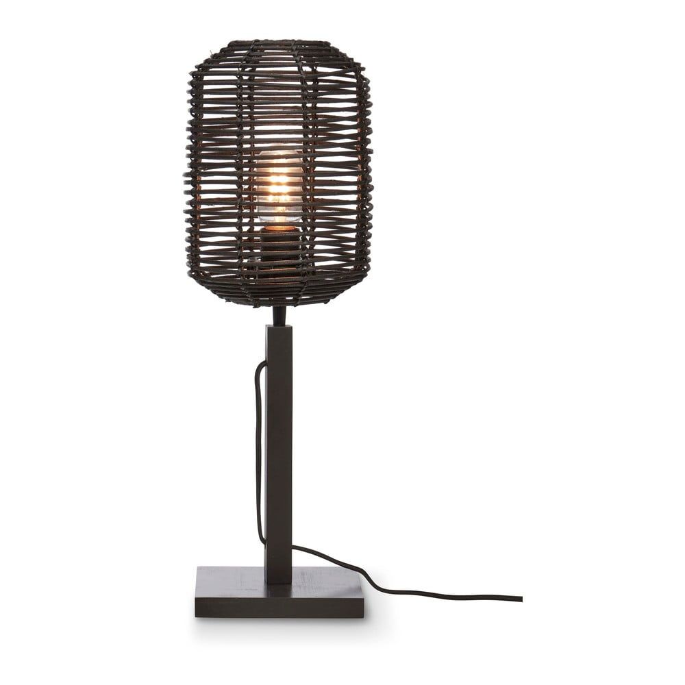 Černá stolní lampa s ratanovým stínidlem (výška 45 cm) Tanami – Good&Mojo - Bonami.cz