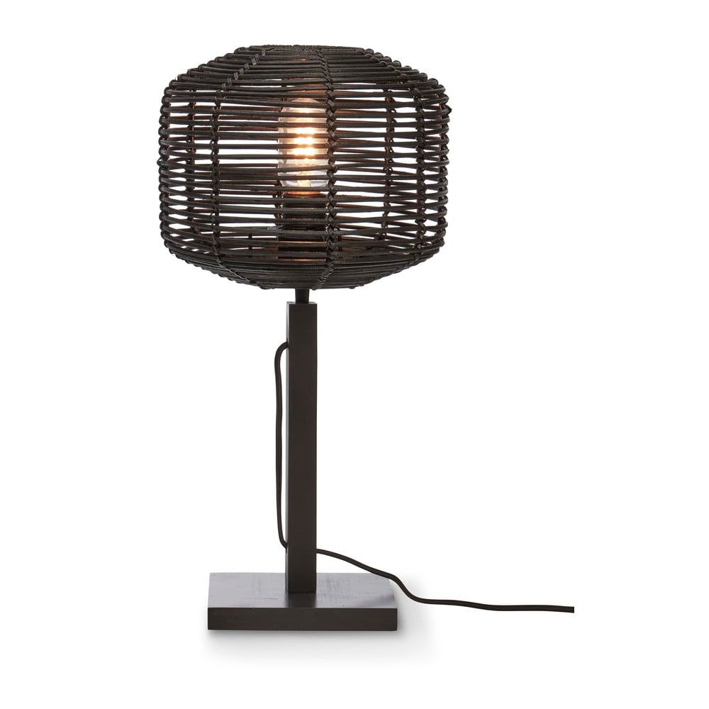 Černá stolní lampa s ratanovým stínidlem (výška 40 cm) Tanami – Good&Mojo - Bonami.cz