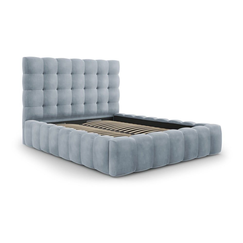 Světle modrá čalouněná dvoulůžková postel s úložným prostorem s roštem 140x200 cm Bali – Cosmopolitan Design - Bonami.cz