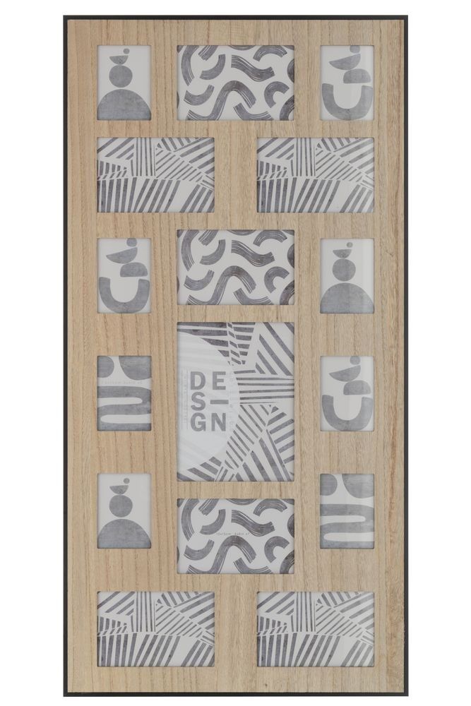 Nástěnný fotorám v designu dřeva a černým okrajem Villo - 41*3*81 cm J-Line by Jolipa - LaHome - vintage dekorace