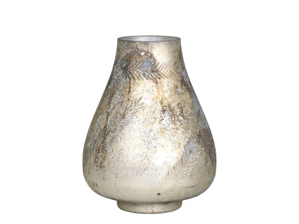 Mocca antik skleněná dekorační váza / svícen Vissia - Ø 20*26 cm Chic Antique - LaHome - vintage dekorace