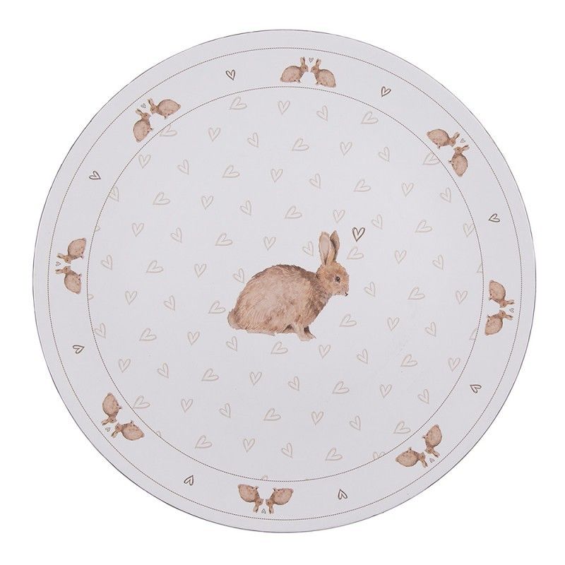 Bílý servírovací talíř s motivem králíčků a srdíček Bunnies in Love - Ø 33*1 cm Clayre & Eef - LaHome - vintage dekorace