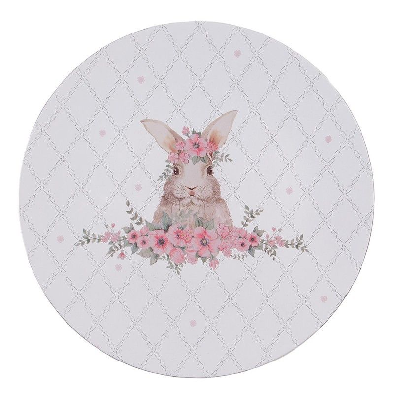 Bílý servírovací talíř s králíčkem Floral Easter Bunny - Ø 33*1 cm Clayre & Eef - LaHome - vintage dekorace