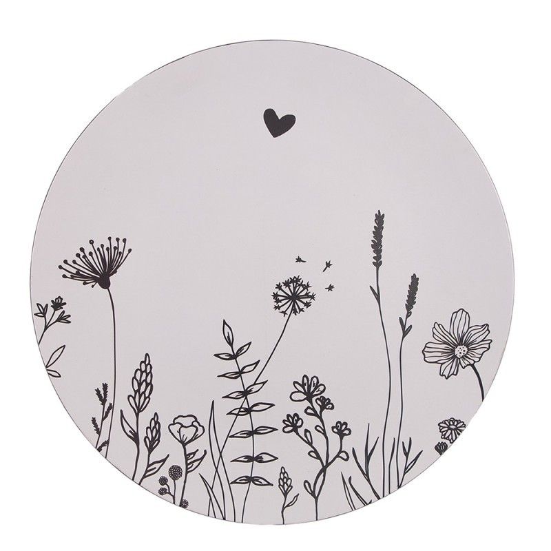 Béžový servírovací talíř s lučními květy Flora And Fauna - Ø 33*1 cm Clayre & Eef - LaHome - vintage dekorace