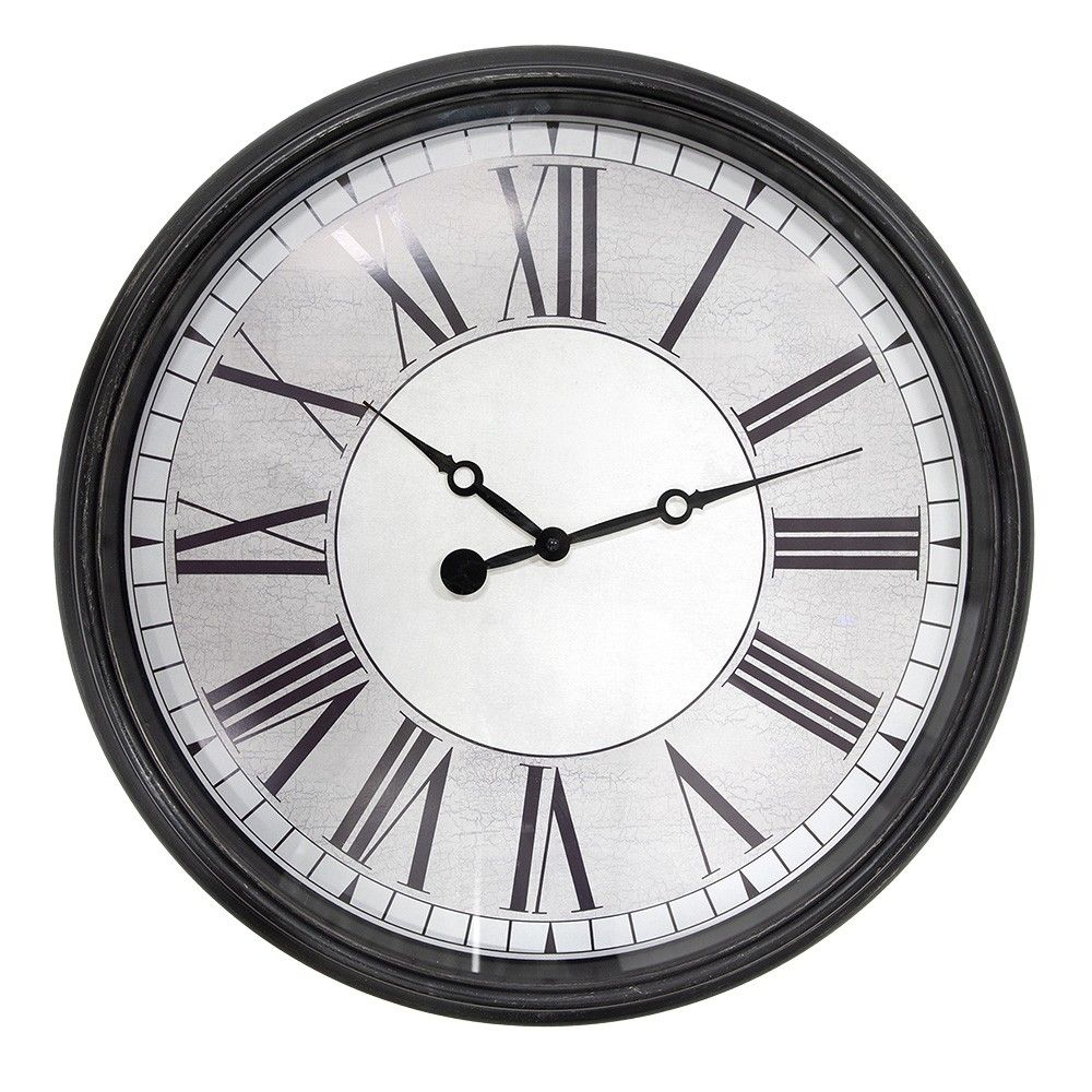 Černé antik nástěnné hodiny - Ø 58*8 cm / 1*AA Clayre & Eef - LaHome - vintage dekorace