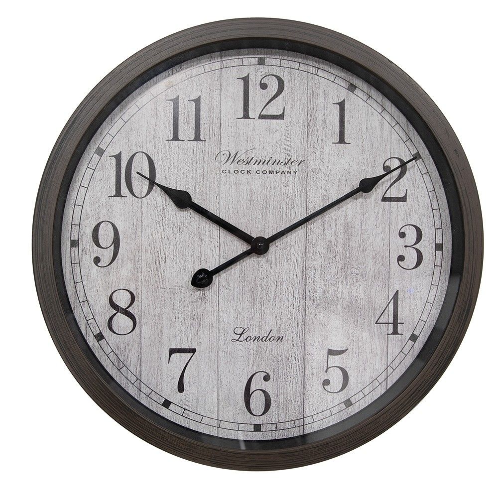 Hnědé nástěnné hodiny Westminster - Ø 40*4 cm / 1*AA Clayre & Eef - LaHome - vintage dekorace