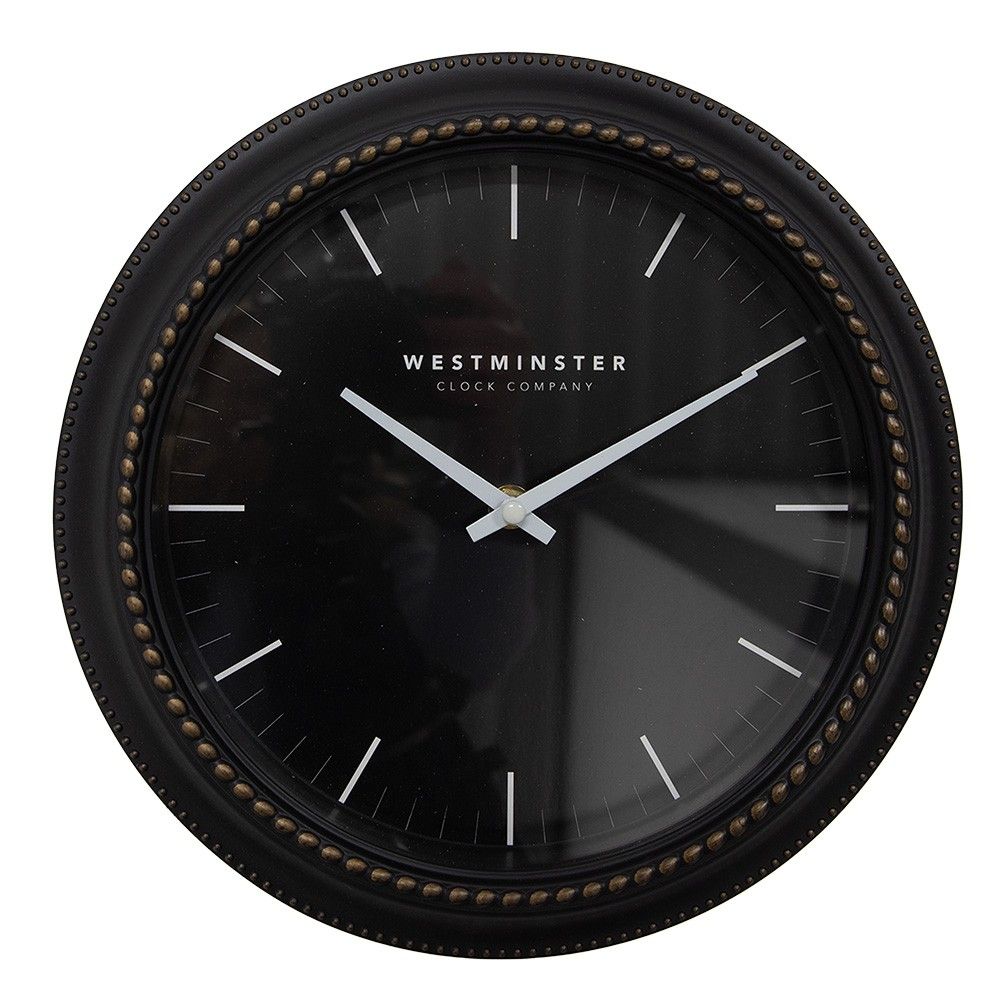 Černé antik nástěnné hodiny Westminster - Ø 28*5 cm / 1*AA Clayre & Eef - LaHome - vintage dekorace