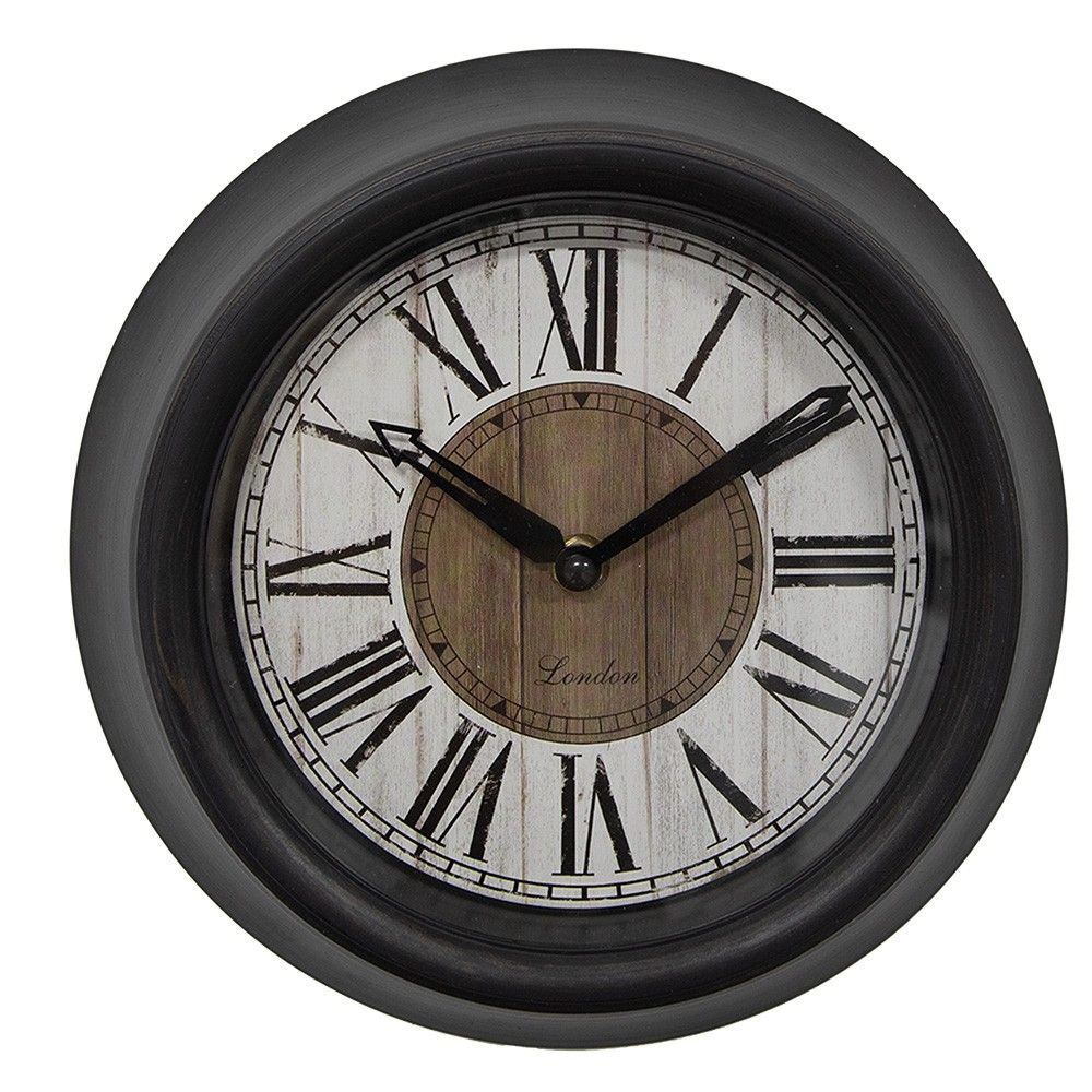 Hnědo-černé nástěnné hodiny London - Ø 23*5 cm / 1*AA Clayre & Eef - LaHome - vintage dekorace