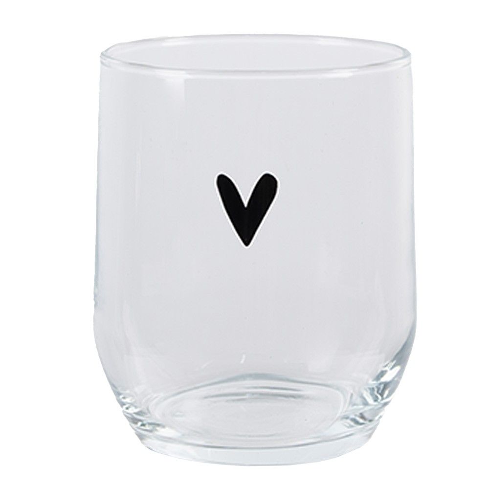 Transparentní sklenička na vodu se srdíčkem - Ø 8*9 cm / 300 ml Clayre & Eef - LaHome - vintage dekorace