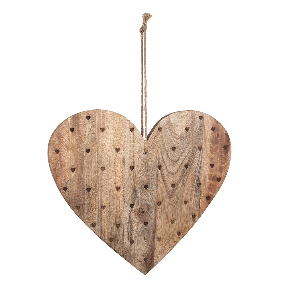 Dřevěné prkénko ve tvaru srdce a se srdíčky - 38*40*2 cm Clayre & Eef - LaHome - vintage dekorace