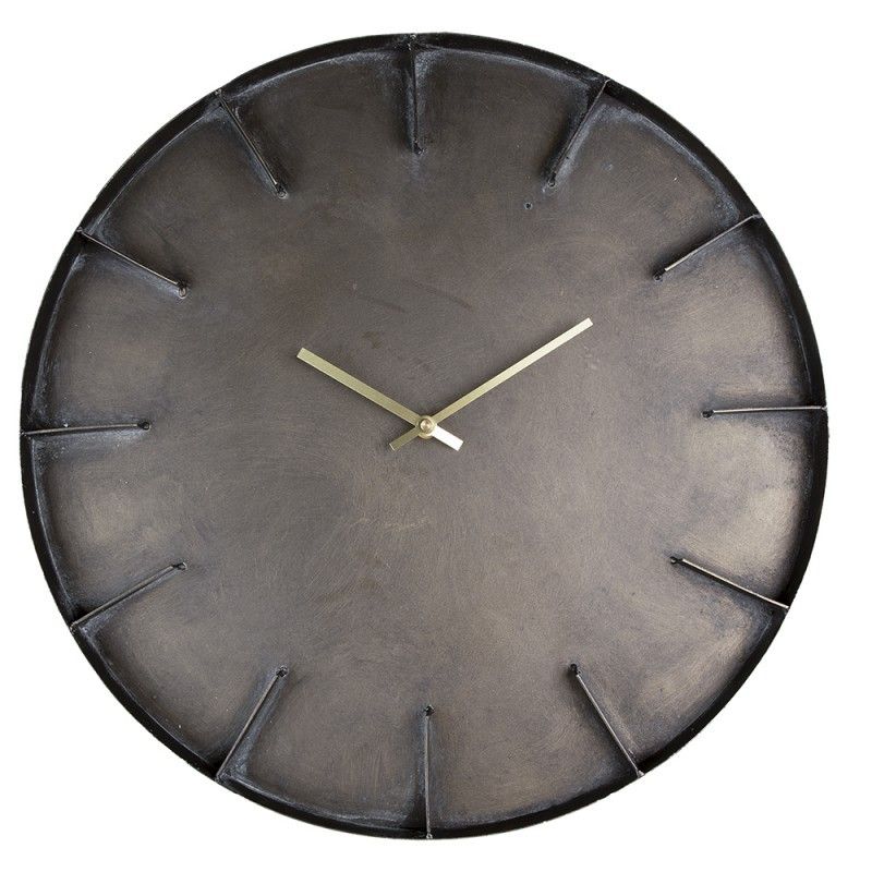 Šedé antik nástěnné kovové hodiny Philco - Ø 49*5 cm / 1*AA Clayre & Eef - LaHome - vintage dekorace
