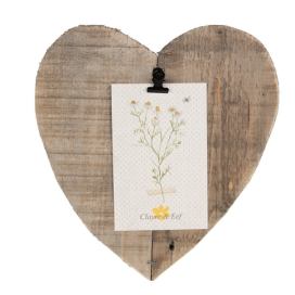 Hnědý antik dřevěný fotorámeček srdce s klipem Clipp - 23*2*26 cm / 10*15 cm Clayre & Eef LaHome - vintage dekorace