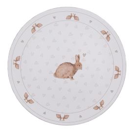 Bílý servírovací talíř s motivem králíčků a srdíček Bunnies in Love - Ø 33*1 cm Clayre & Eef