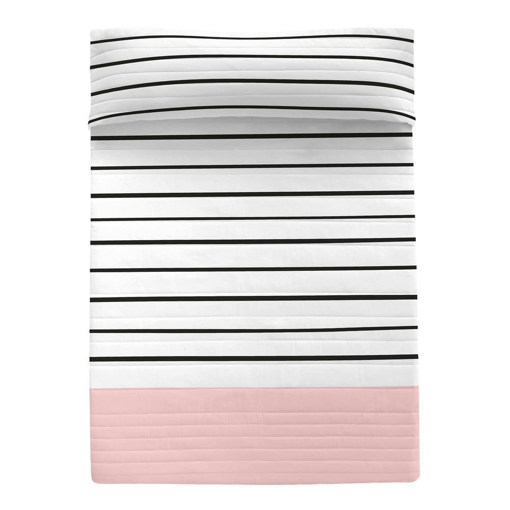 Bavlněný prošívaný přehoz v černobílé a růžové barvě 240x260 cm Blush – Blanc - Bonami.cz