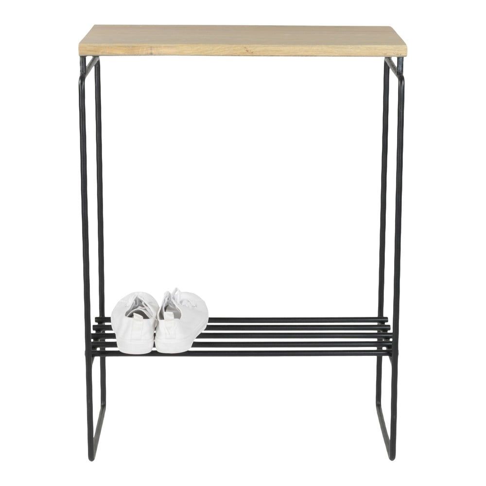 Konzolový stolek v černo-přírodní barvě s deskou z dubového dřeva 29x57 cm Clint – Spinder Design - Bonami.cz