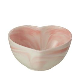 Krémovo-růžová porcelánová miska ve tvaru srdce Heart -  15*13*7 cm J-Line by Jolipa